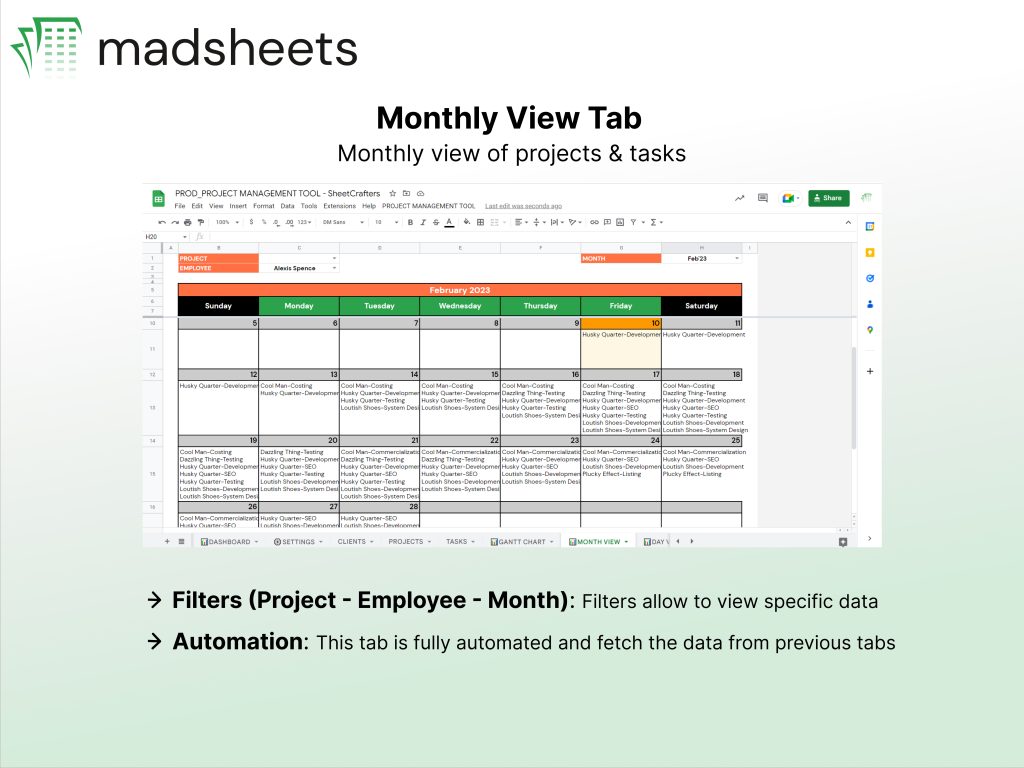 Project Management Tool Google Sheet Gantt Chart Project Planner