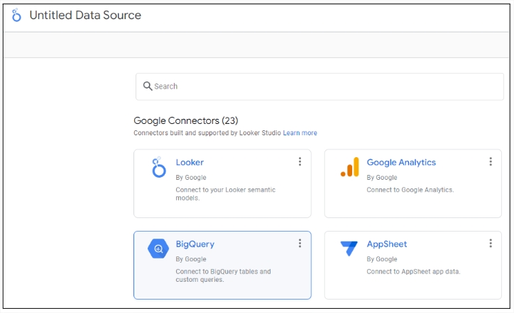 Link big query and looker studio step 2