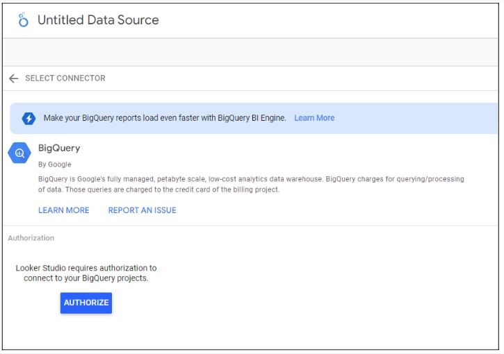 Link big query and looker studio step 3