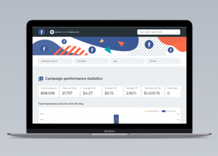 The Facebook Ads Reporting Dashboard with Google Sheets template.