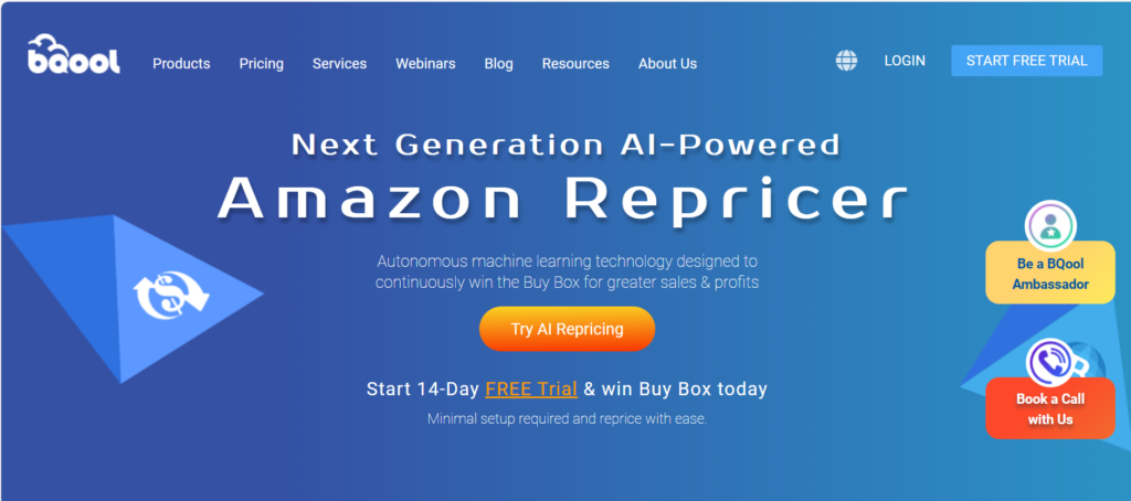 BQool Amazon Repricer Landing Page