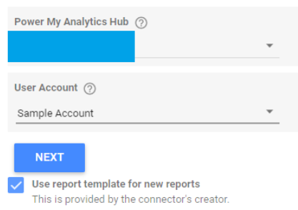 The User Account drop-down menu within the Power My Analytics hub.