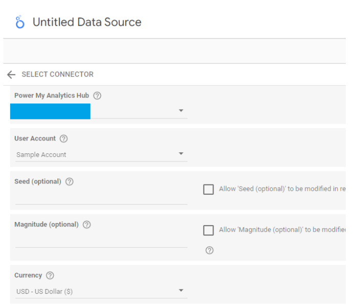 Selecting your connector from within the Connector hub.