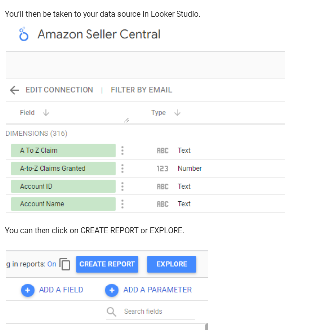 The data source interface within Looker Studio.