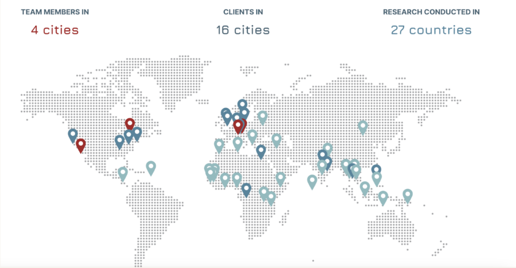 The MMGH map visual showcasing business reach. 